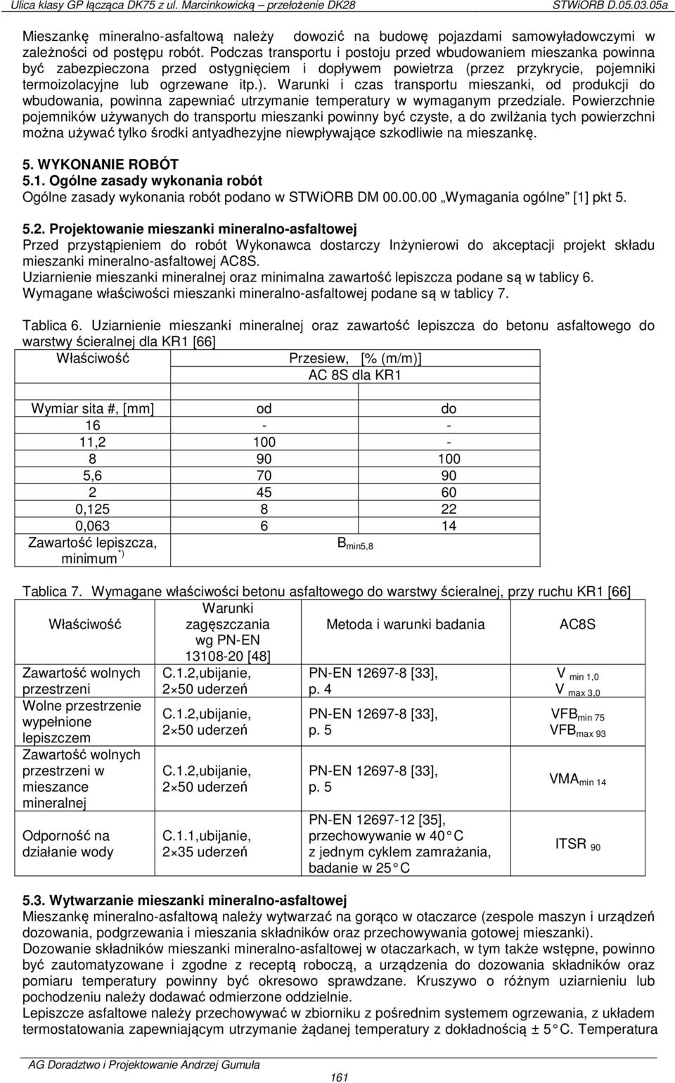 Warunki i czas transportu mieszanki, od produkcji do wbudowania, powinna zapewniać utrzymanie temperatury w wymaganym przedziale.