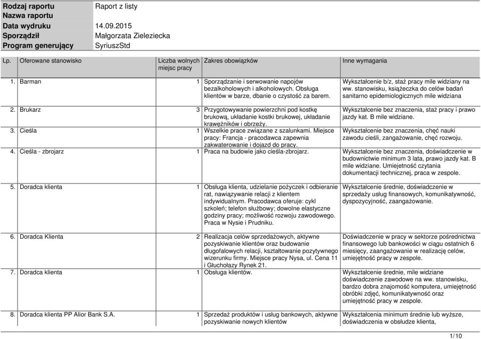 stanowisku, książeczka do celów badań sanitarno epidemiologicznych mile widziana 2.