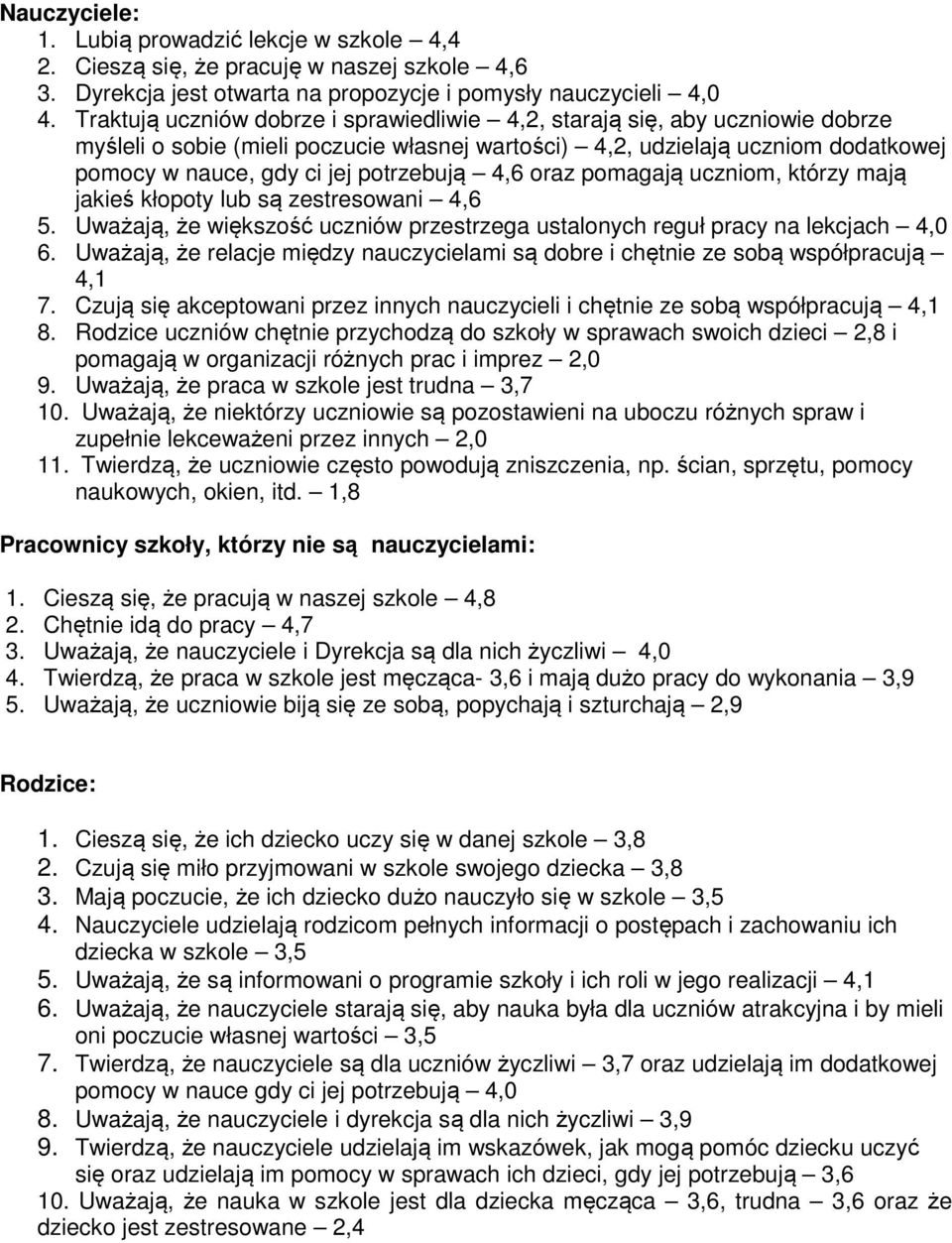 potrzebują 4,6 oraz pomagają uczniom, którzy mają jakieś kłopoty lub są zestresowani 4,6 5. Uważają, że większość uczniów przestrzega ustalonych reguł pracy na lekcjach 6.