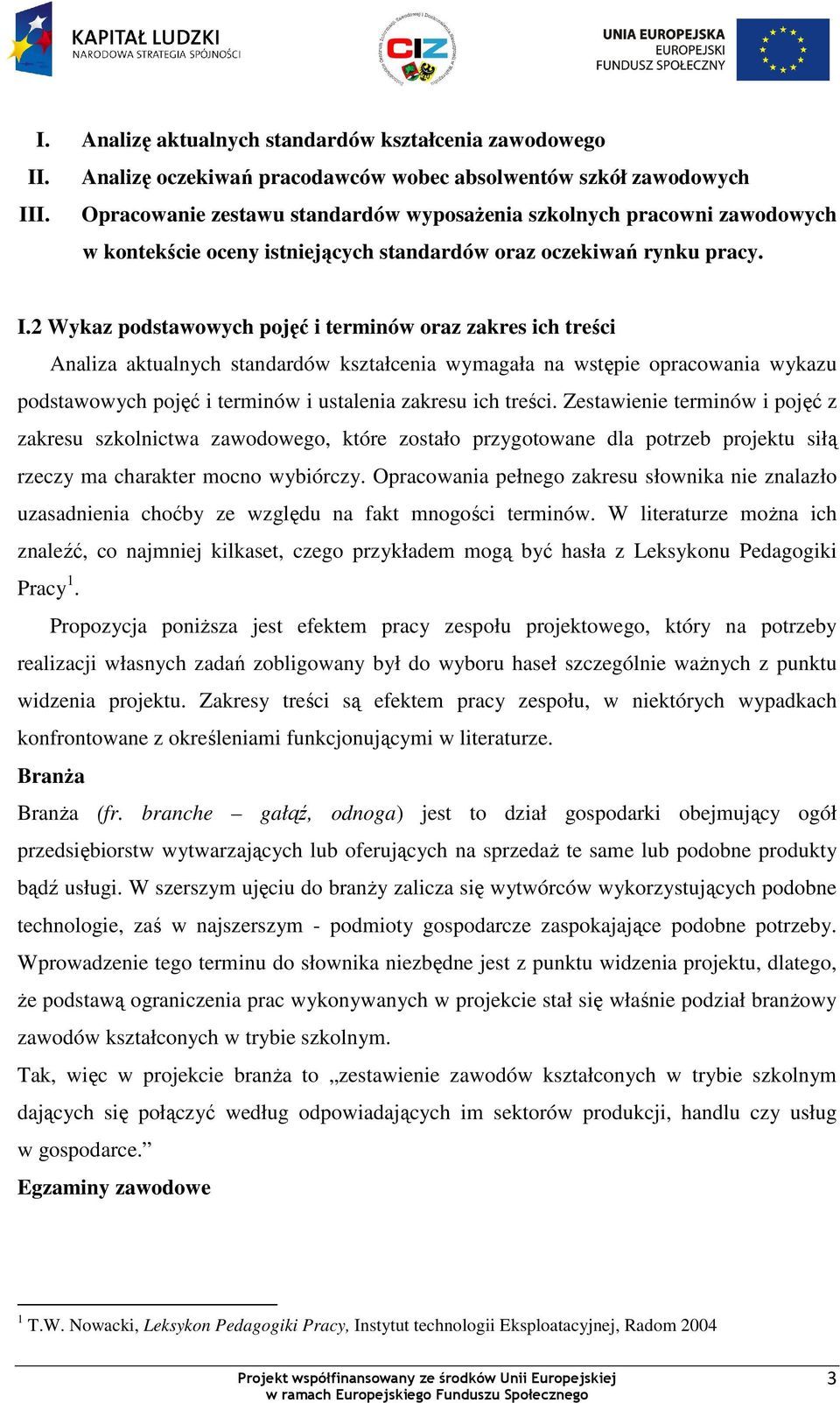 2 Wykaz podstawowych pojęć i terminów oraz zakres ich treści Analiza aktualnych standardów kształcenia wymagała na wstępie opracowania wykazu podstawowych pojęć i terminów i ustalenia zakresu ich