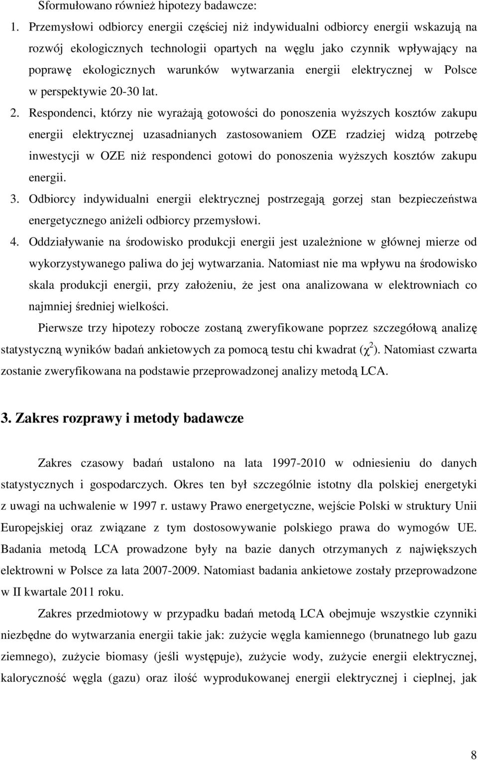 wytwarzania energii elektrycznej w Polsce w perspektywie 20