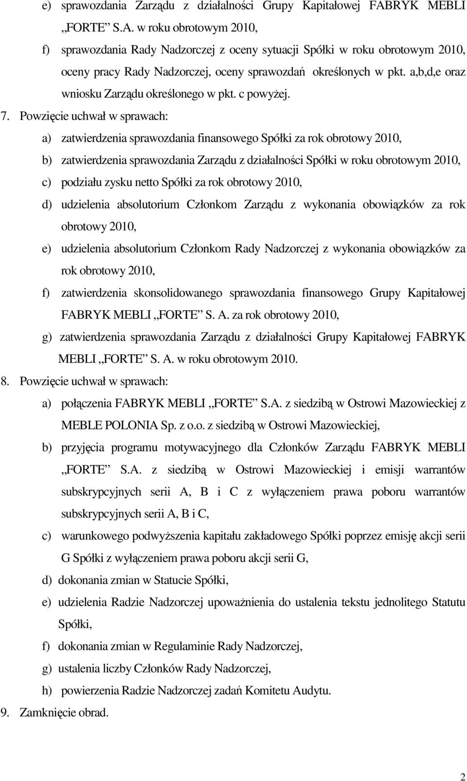 a,b,d,e oraz wniosku Zarządu określonego w pkt. c powyżej. 7.