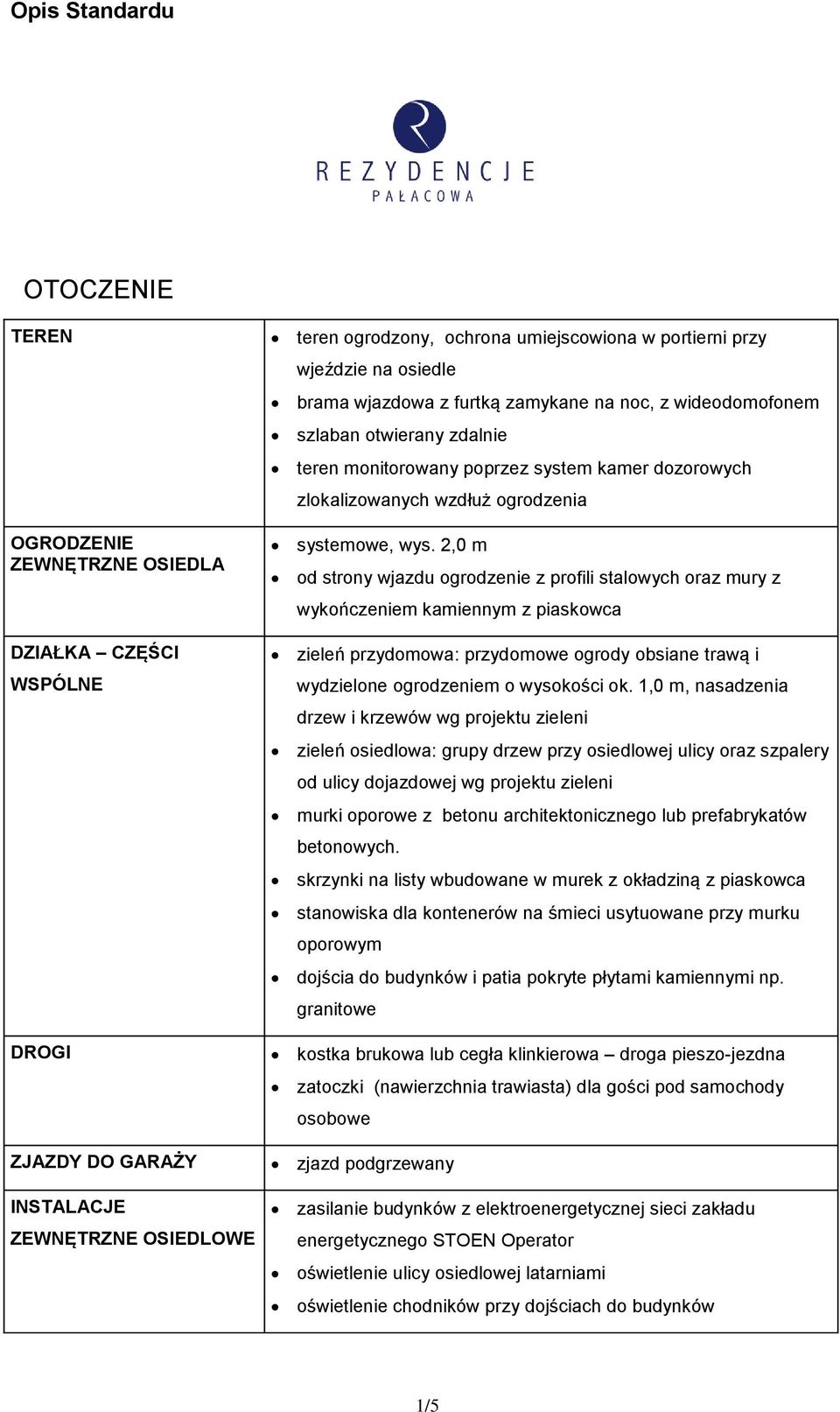 2,0 m od strony wjazdu ogrodzenie z profili stalowych oraz mury z wykończeniem kamiennym z piaskowca zieleń przydomowa: przydomowe ogrody obsiane trawą i wydzielone ogrodzeniem o wysokości ok.