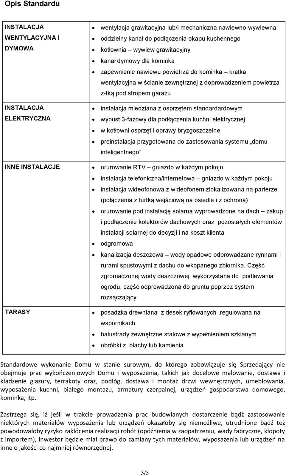 standardardowym wypust 3-fazowy dla podłączenia kuchni j w kotłowni osprzęt i oprawy bryzgoszczelne preinstalacja przygotowana do zastosowania systemu domu inteligentnego orurowanie RTV gniazdo w