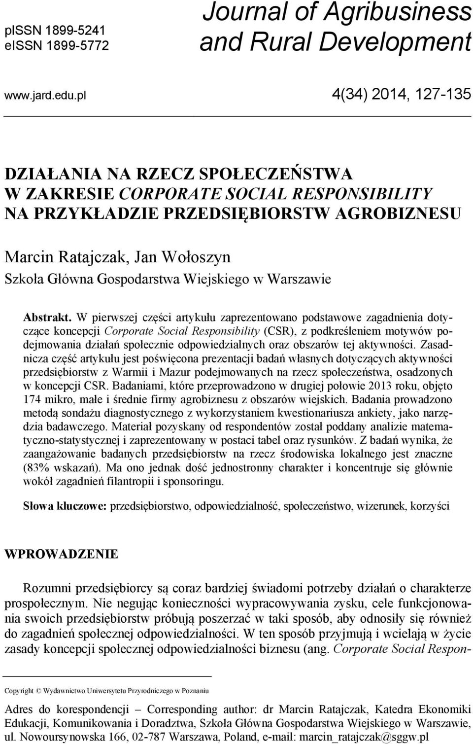 Wiejskiego w Warszawie Abstrakt.