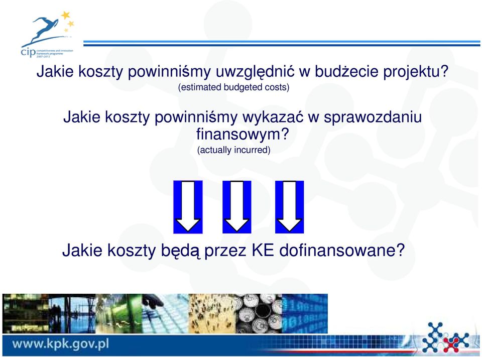 (estimated budgeted costs) Jakie koszty powinniśmy