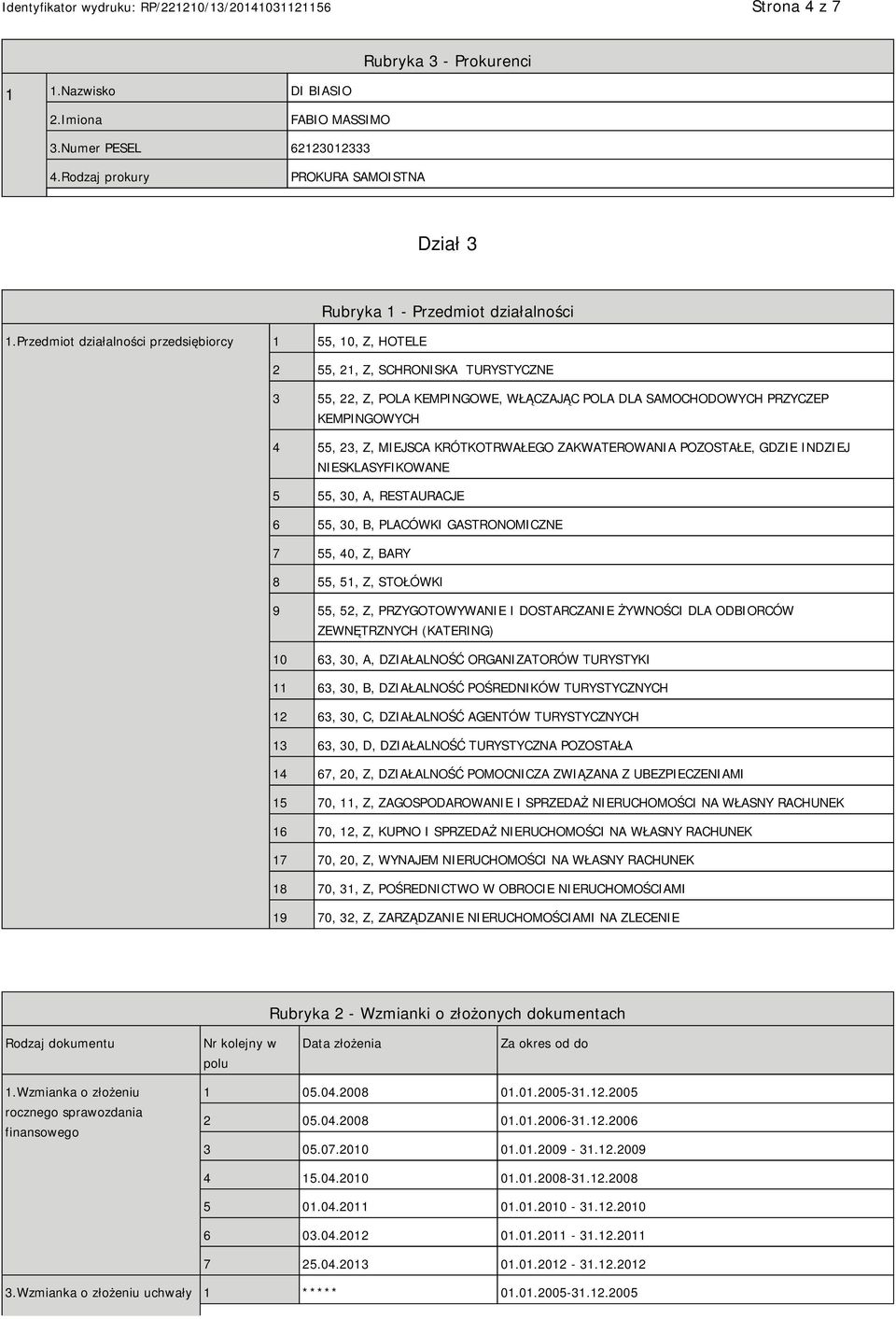 KRÓTKOTRWAŁEGO ZAKWATEROWANIA POZOSTAŁE, GDZIE INDZIEJ NIESKLASYFIKOWANE 5 55, 30, A, RESTAURACJE 6 55, 30, B, PLACÓWKI GASTRONOMICZNE 7 55, 40, Z, BARY 8 55, 51, Z, STOŁÓWKI 9 55, 52, Z,