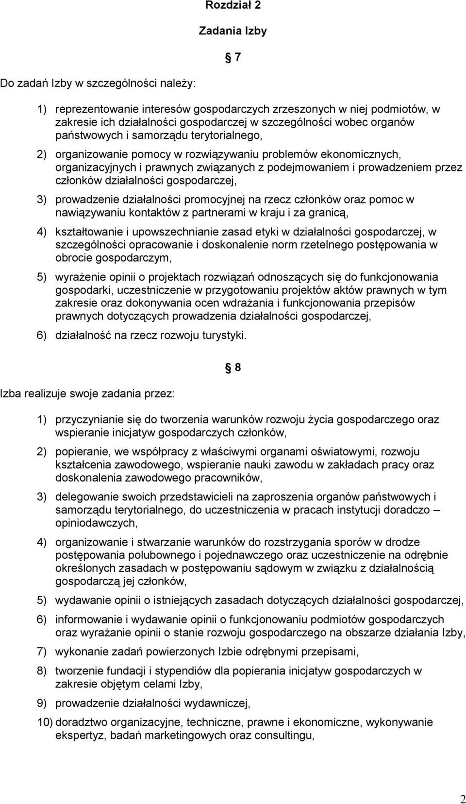 działalności gospodarczej, 3) prowadzenie działalności promocyjnej na rzecz członków oraz pomoc w nawiązywaniu kontaktów z partnerami w kraju i za granicą, 4) kształtowanie i upowszechnianie zasad