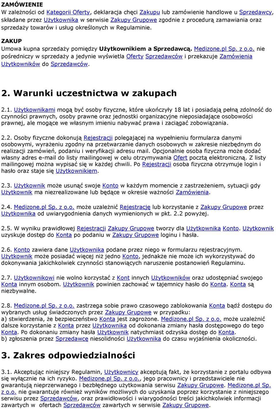 2. Warunki uczestnictwa w zakupach 2.1.