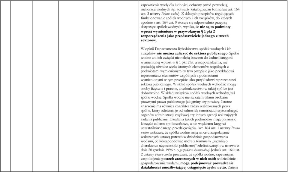 9 stosuje się odpowiednio przepisy dotyczące spółek wodnych, wynika, że nie są to podmioty wprost wymienione w przywołanym 1 pkt 2 rozporządzenia jako przedstawiciele jednego z trzech sektorów.