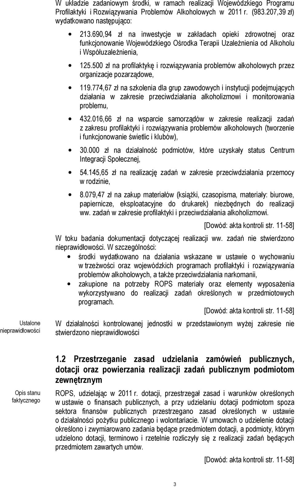 500 zł na profilaktykę i rozwiązywania problemów alkoholowych przez organizacje pozarządowe, 119.