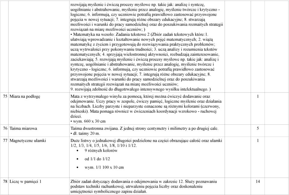 stwarzają możliwości i warunki do pracy samodzielnej oraz do poszukiwania rozmaitych strategii rozwiązań na miarę możliwości uczniów; ) Matematyka na wesoło: Zadania tekstowe (Zbiór zadań tekstowych