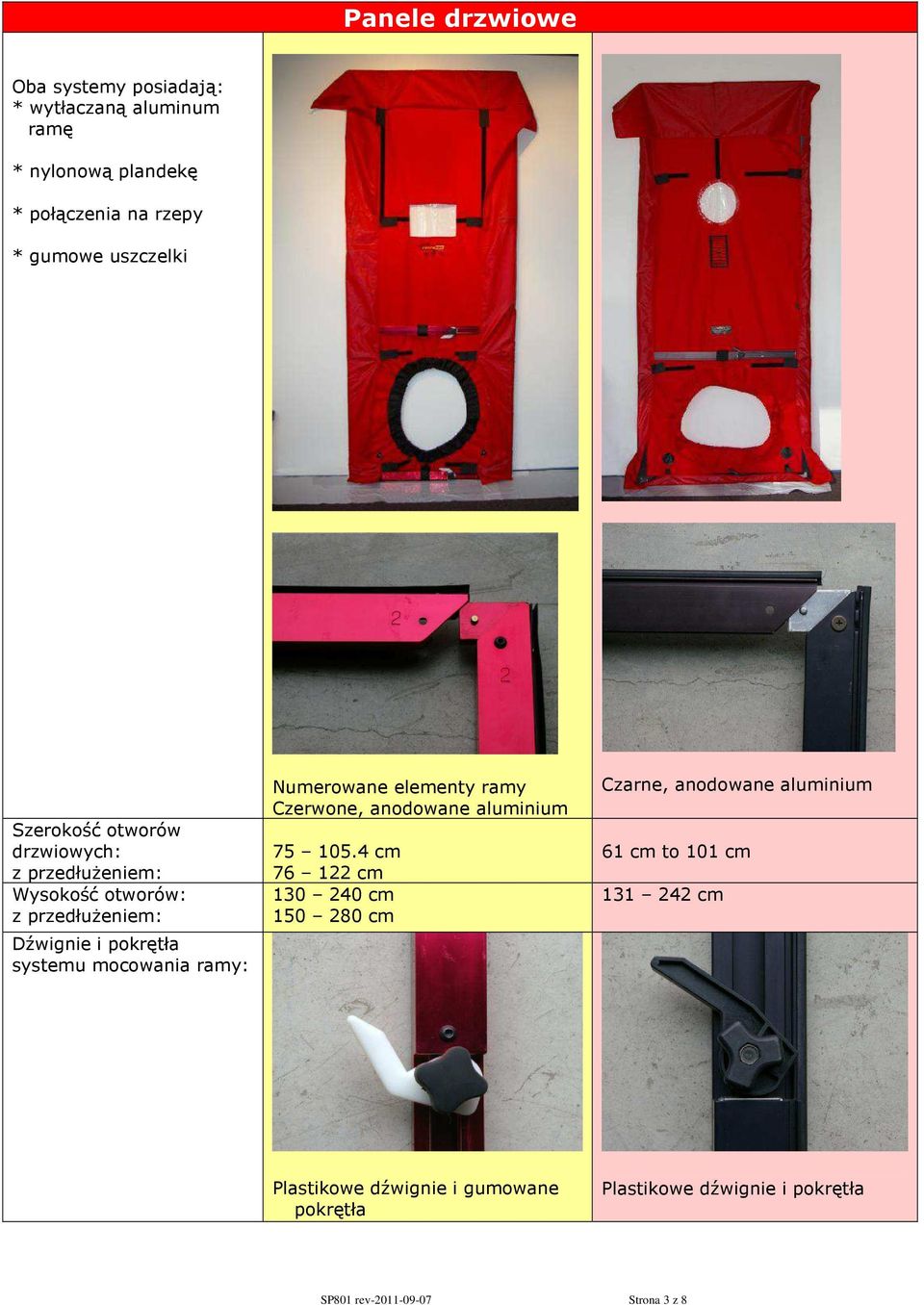 Numerowane elementy ramy Czerwone, anodowane aluminium 75 105.