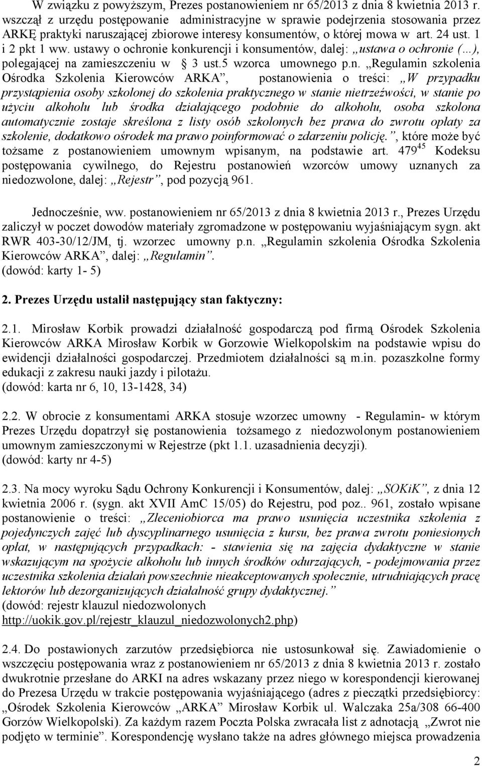 ustawy o ochroni