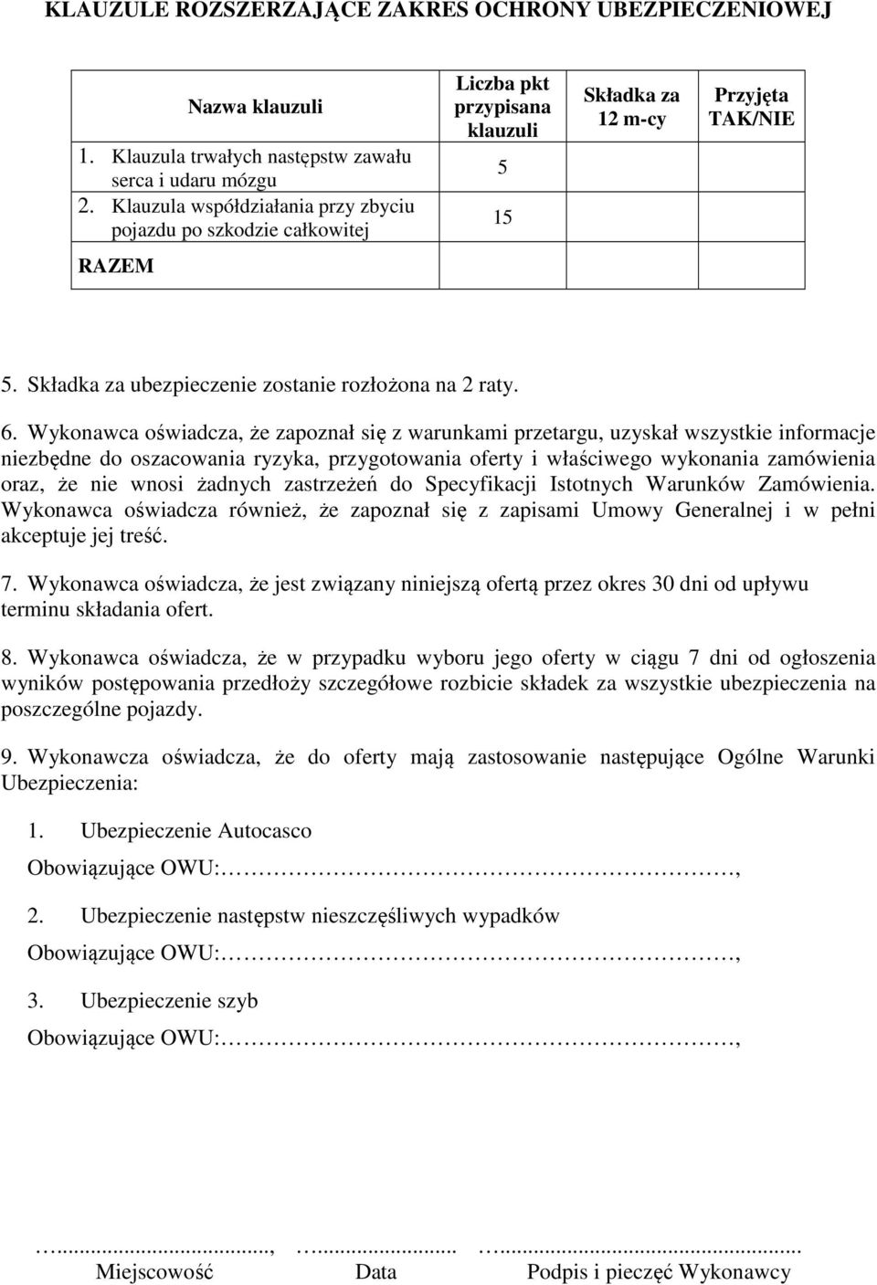 Składka za ubezpieczenie zostanie rozłożona na 2 raty. 6.