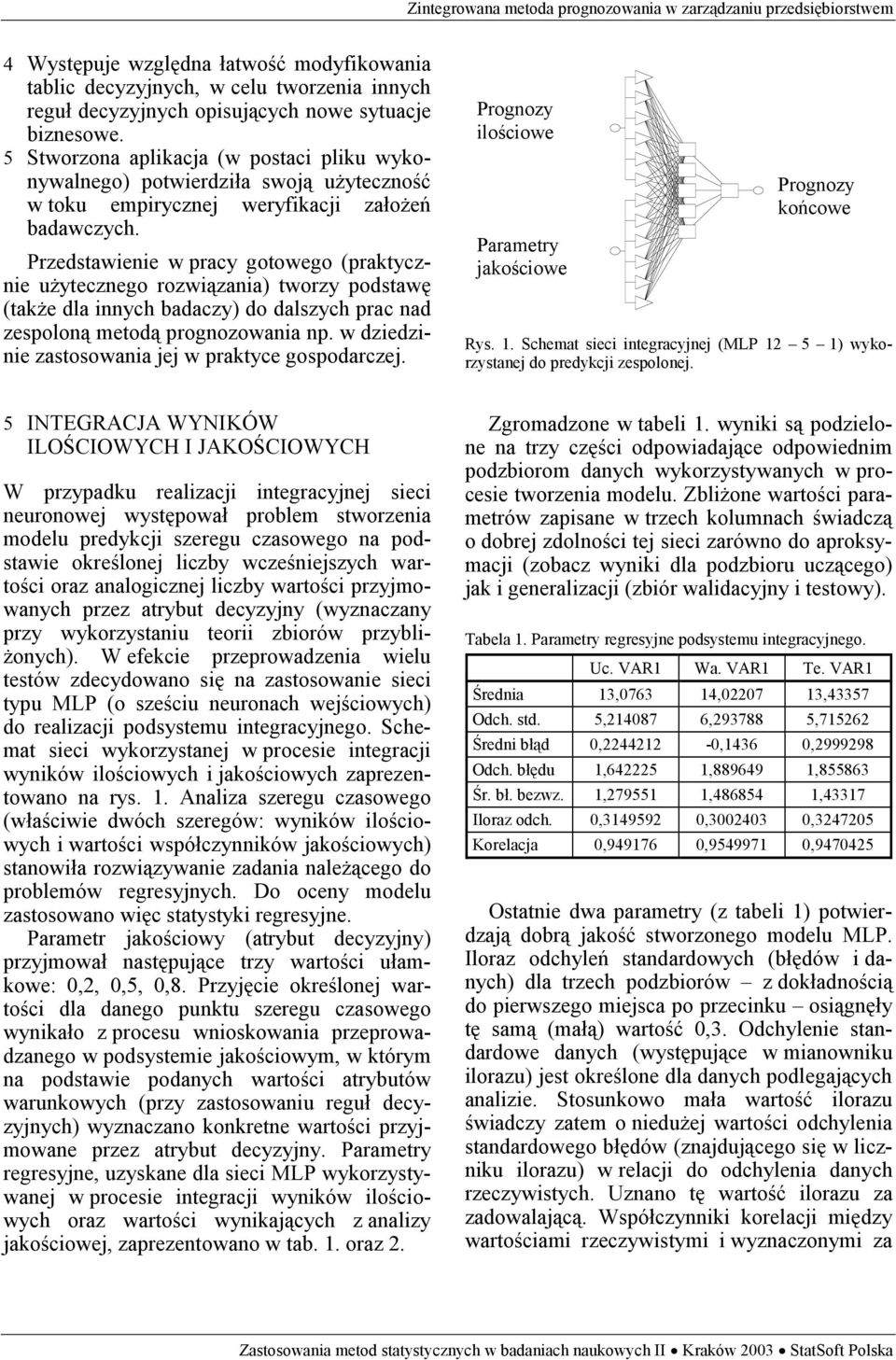 Przedstawienie w pracy gotowego (praktycznie użytecznego rozwiązania) tworzy podstawę (także dla innych badaczy) do dalszych prac nad zespoloną metodą prognozowania np.