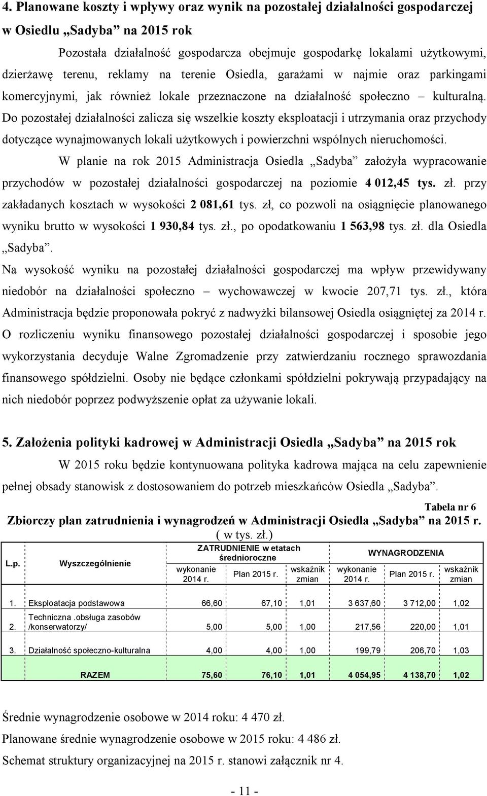 Do pozostałej działalności zalicza się wszelkie koszty eksploatacji i utrzymania oraz przychody dotyczące wynajmowanych lokali użytkowych i powierzchni wspólnych nieruchomości.