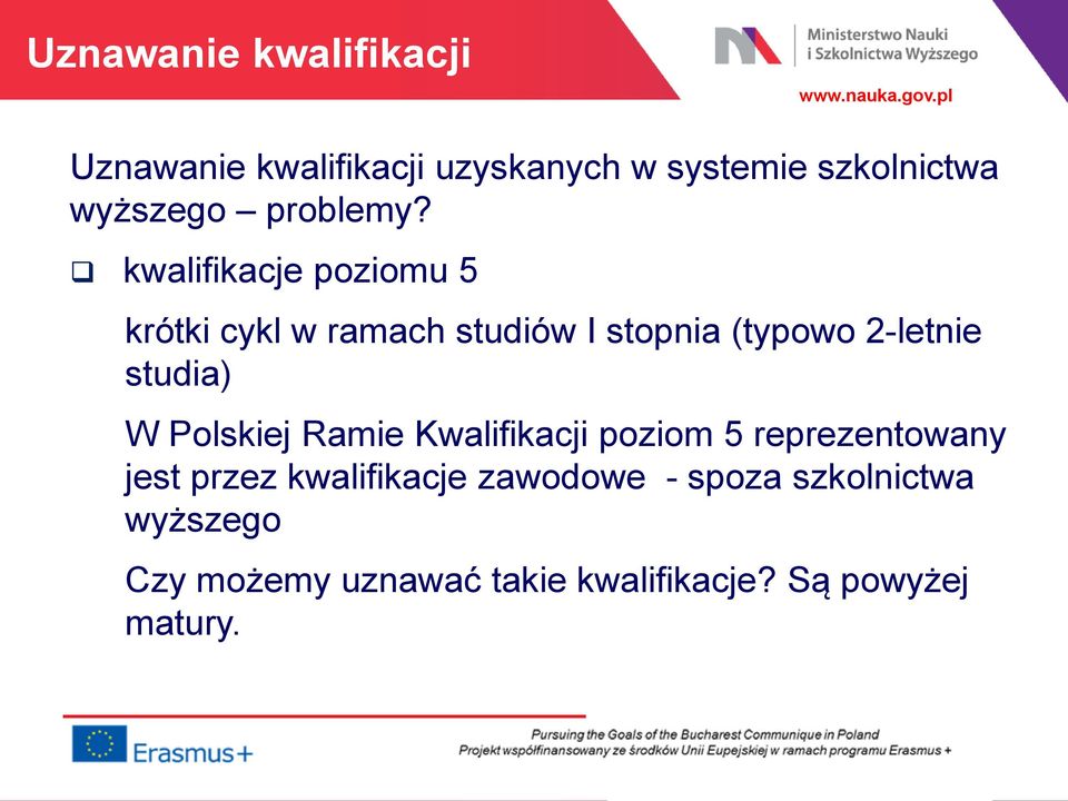 kwalifikacje poziomu 5 krótki cykl w ramach studiów I stopnia (typowo 2-letnie studia) W