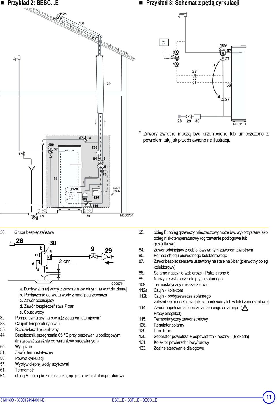 Czujnik temperatury c.w.u. 35. Rozdzielacz hydrauliczny 44. Bezpiecznik przegrzania 65 C przy ogrzewaniu podłogowym (instalować zależnie od warunków budowlanych) 50. Wyłącznik 51.