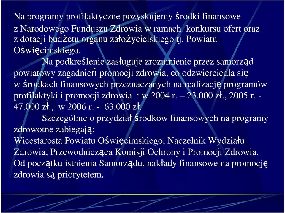 profilaktyki i promocji zdrowia : w 2004 r. 23.000 zł.