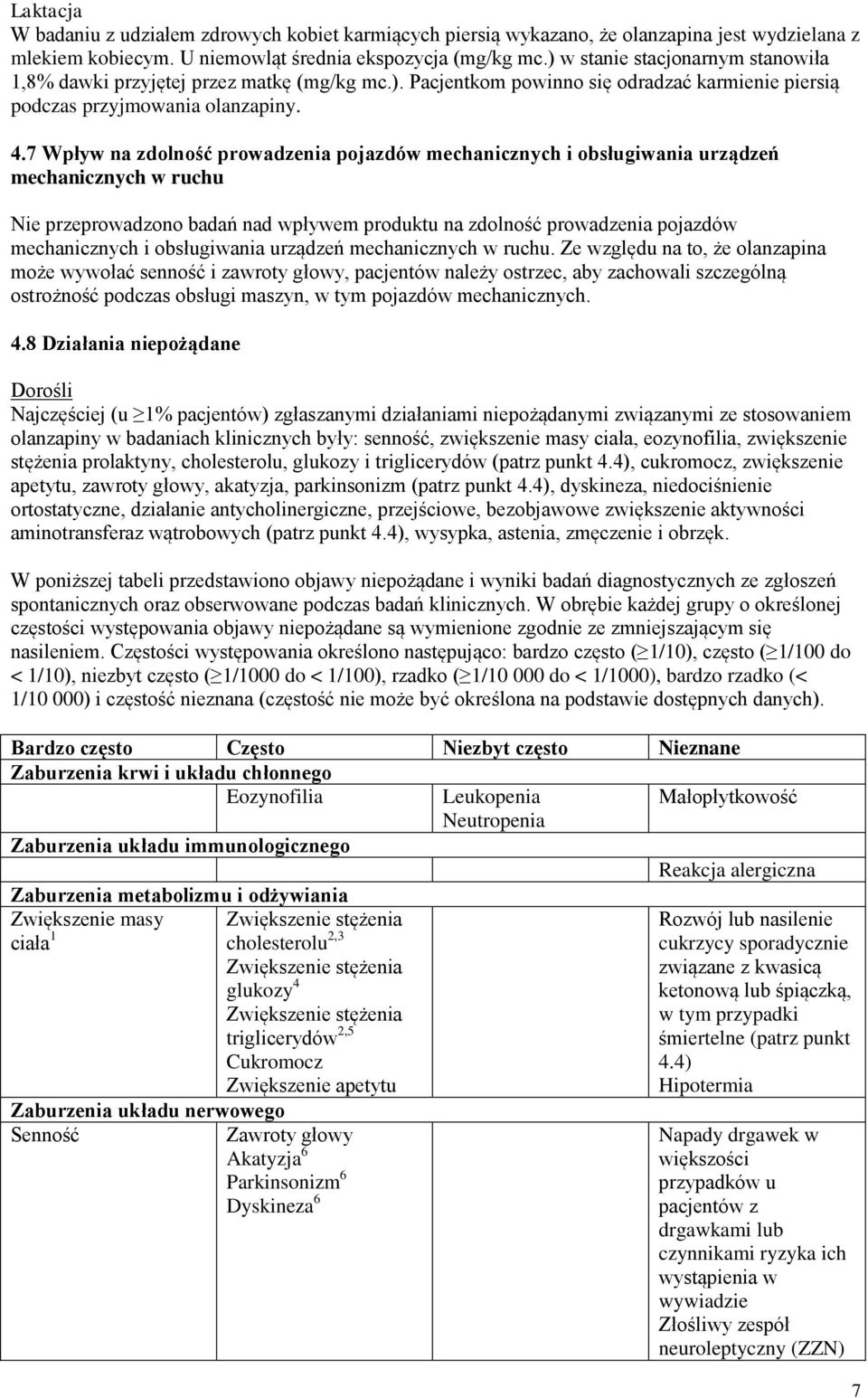7 Wpływ na zdolność prowadzenia pojazdów mechanicznych i obsługiwania urządzeń mechanicznych w ruchu Nie przeprowadzono badań nad wpływem produktu na zdolność prowadzenia pojazdów mechanicznych i