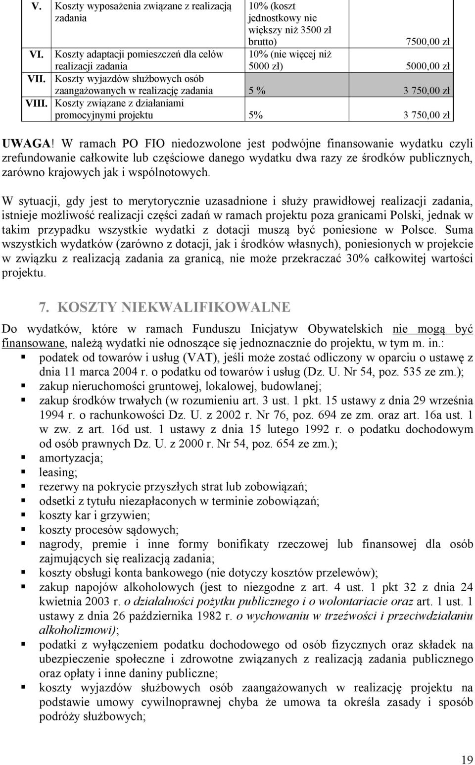 Koszty związane z działaniami promocyjnymi projektu 5% 3 750,00 zł UWAGA!