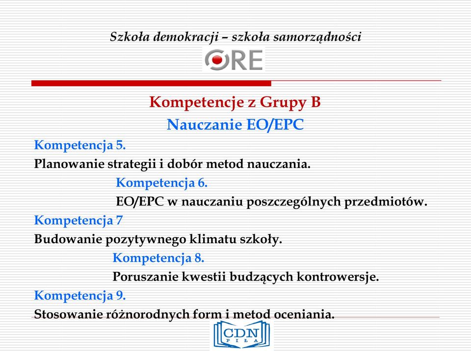 EO/EPC w nauczaniu poszczególnych przedmiotów.