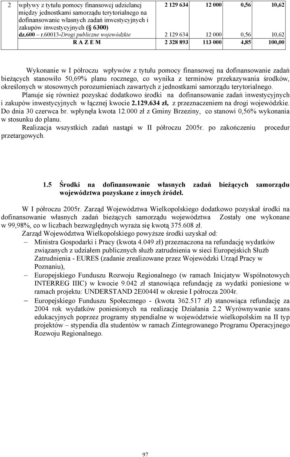 rocznego, co wynika z terminów przekazywania środków, określonych w stosownych porozumieniach zawartych z jednostkami samorządu terytorialnego.