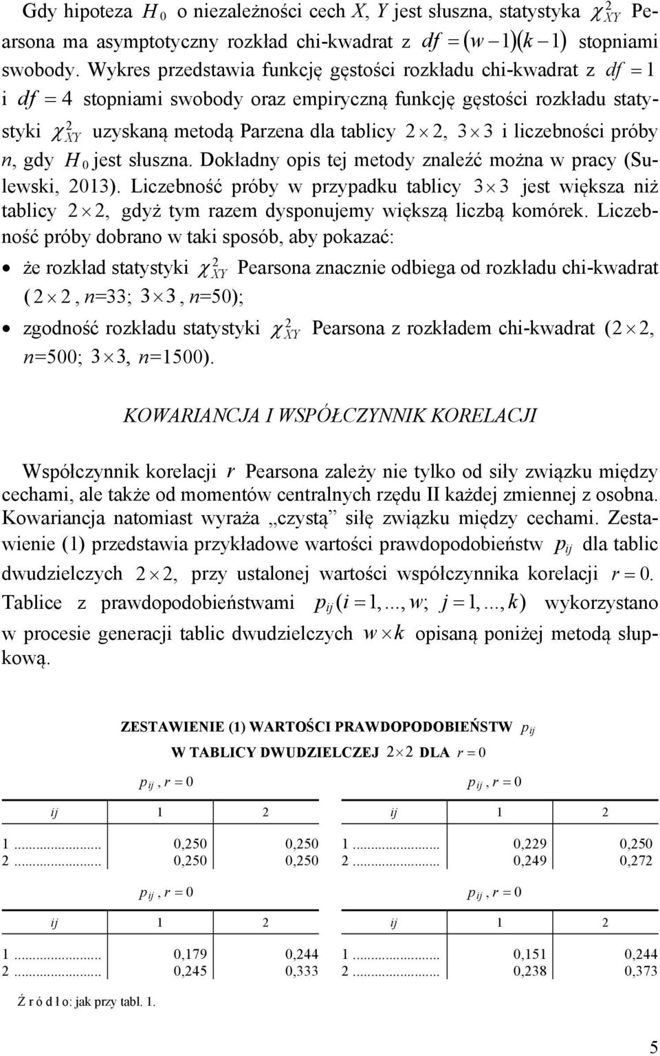 liczebności próby n, gdy H 0 jest słuszna. Dokładny opis tej metody znaleźć można w pracy (Sulewski, 2013).