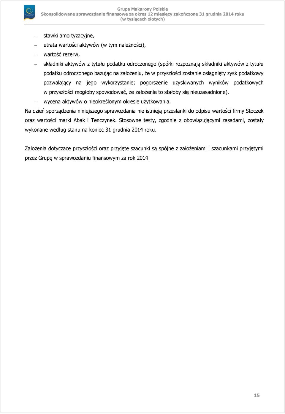 założenie to stałoby się nieuzasadnione). wycena aktywów o nieokreślonym okresie użytkowania.