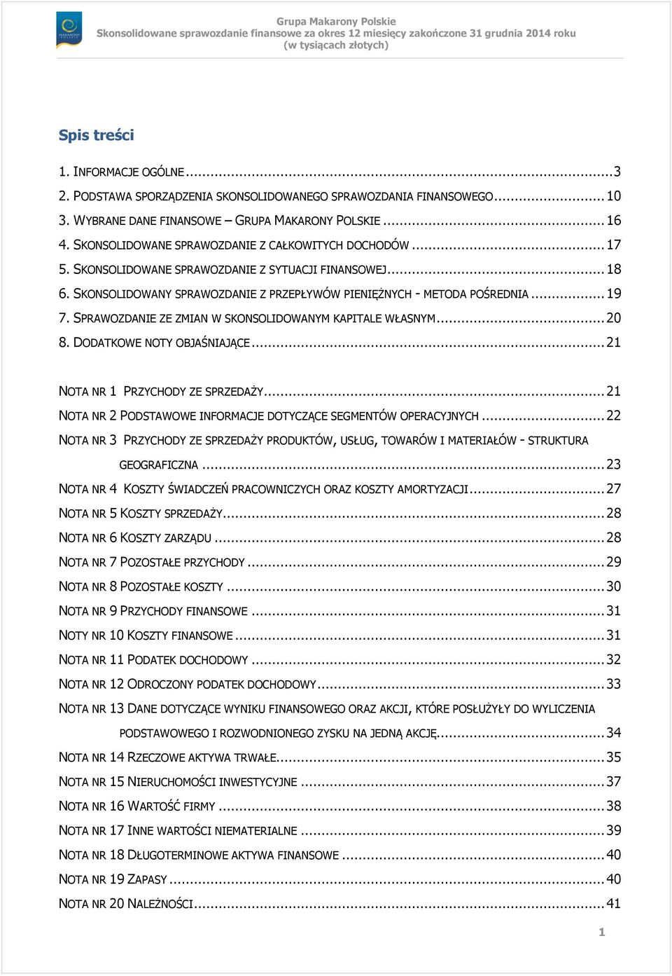 SPRAWOZDANIE ZE ZMIAN W SKONSOLIDOWANYM KAPITALE WŁASNYM... 20 8. DODATKOWE NOTY OBJAŚNIAJĄCE... 21 NOTA NR 1 PRZYCHODY ZE SPRZEDAŻY.