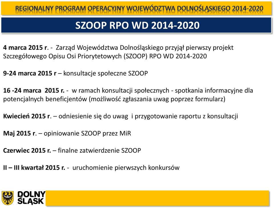 konsultacje społeczne SZOOP 16-24 marca 2015 r.
