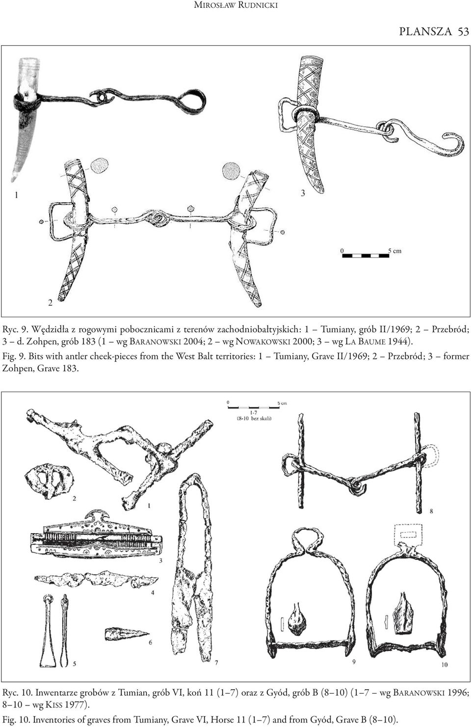 Bits with antler cheek-pieces from the West Balt territories: 1 Tumiany, Grave II/1969; 2 Przebród; 3 former Zohpen, Grave 183. Ryc. 10.
