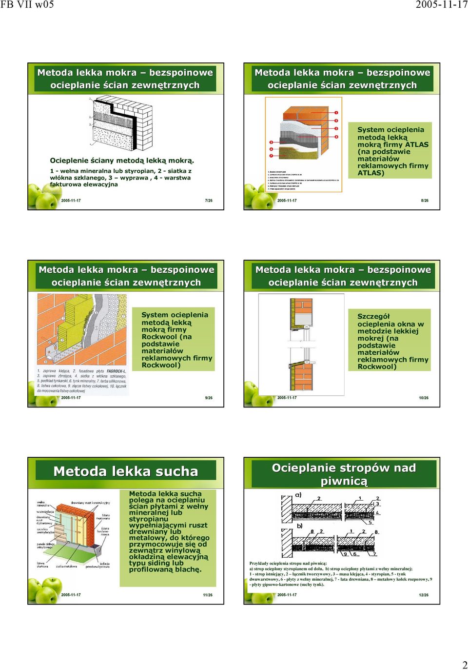 2005-11-17 8/26 ystem ocieplenia metodą lekką mokrą firmy Rockwool (na podstawie Rockwool) zczegół ocieplenia okna w metodzie lekkiej mokrej (na podstawie Rockwool) 2005-11-17 9/26 2005-11-17 10/26