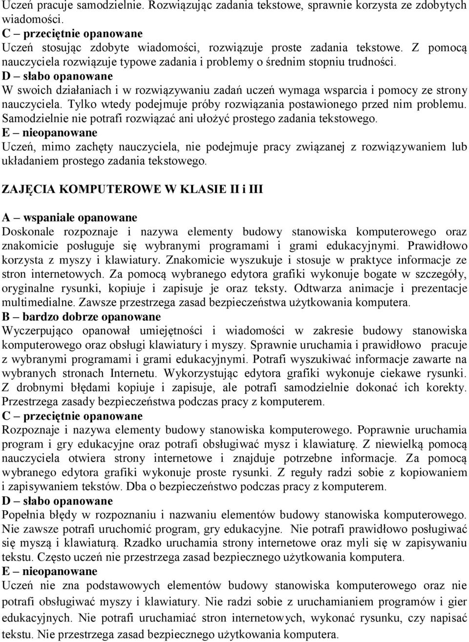 Tylko wtedy podejmuje próby rozwiązania postawionego przed nim problemu. Samodzielnie nie potrafi rozwiązać ani ułożyć prostego zadania tekstowego.