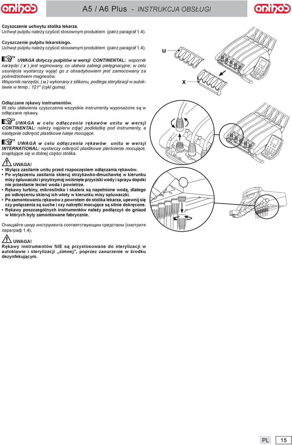 UWAGA dotyczy pulpitów w wersji CONTINENTAL: wspornik nrzędzi ( x ) jest wyjmowny, co ułtwi zbiegi pielęgncyjne; w celu usunięci wystrczy wyjąć go z obsdybowiem jest zmocowny z pośrednictwem mgnesów.