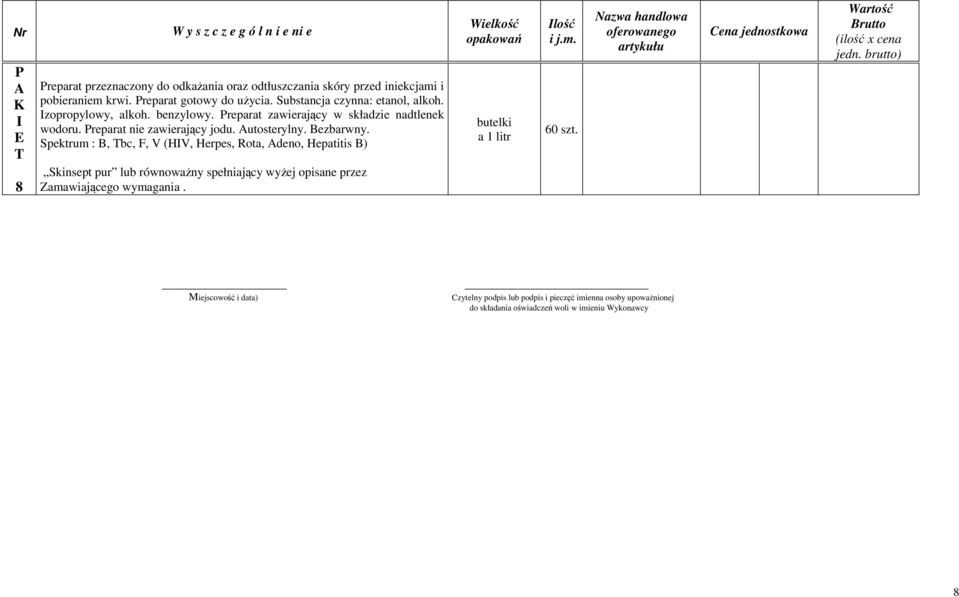 reparat zawierający w składzie nadtlenek wodoru. reparat nie zawierający jodu. utosterylny. Bezbarwny.