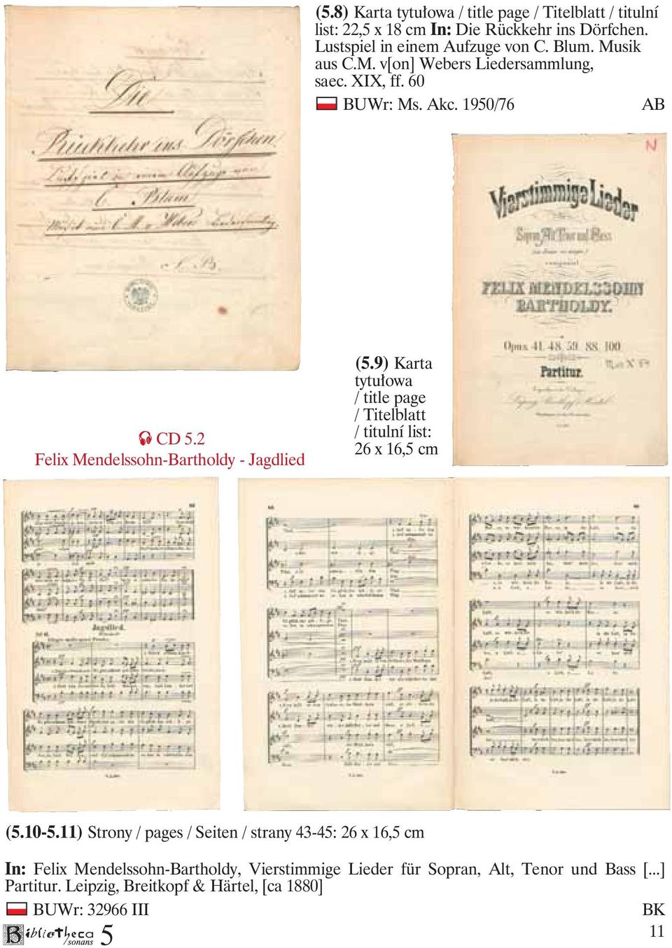 9) Karta tytułowa / title page / Titelblatt / titulní list: 26 x 16, cm (.10-.