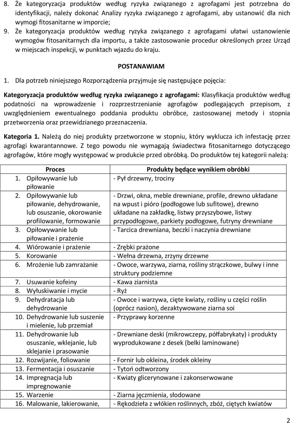 Że kategoryzacja produktów według ryzyka związanego z agrofagami ułatwi ustanowienie wymogów fitosanitarnych dla importu, a także zastosowanie procedur określonych przez Urząd w miejscach inspekcji,