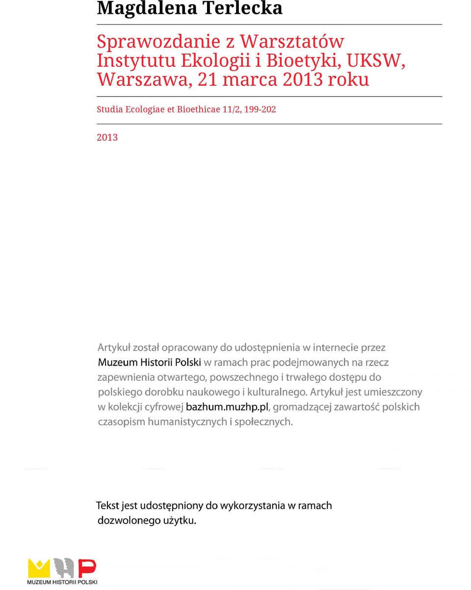 Bioetyki, UKSW, Warszawa, 21 marca 2013