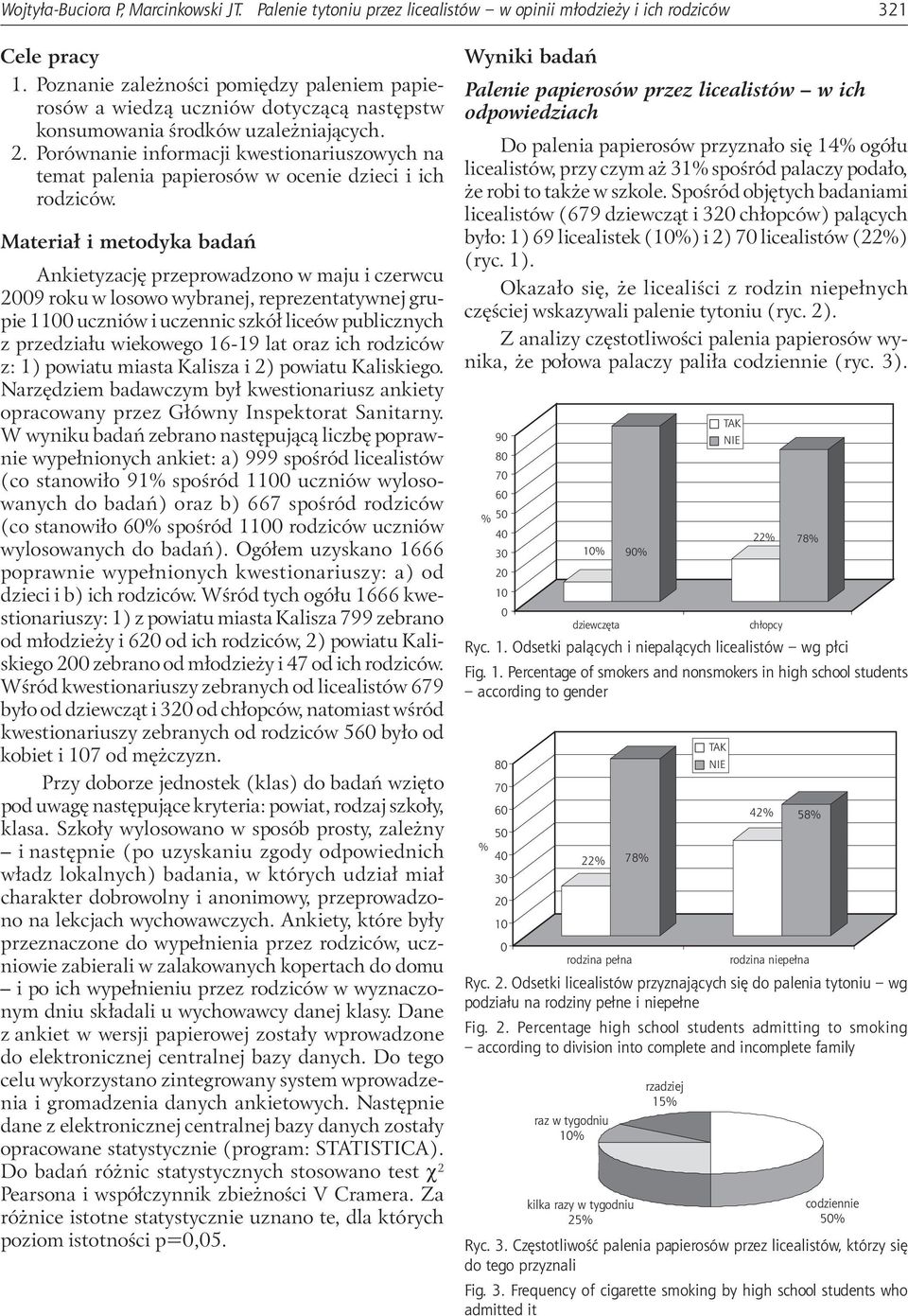 Porównanie informacji kwestionariuszowych na temat palenia papierosów w ocenie dzieci i ich rodziców.