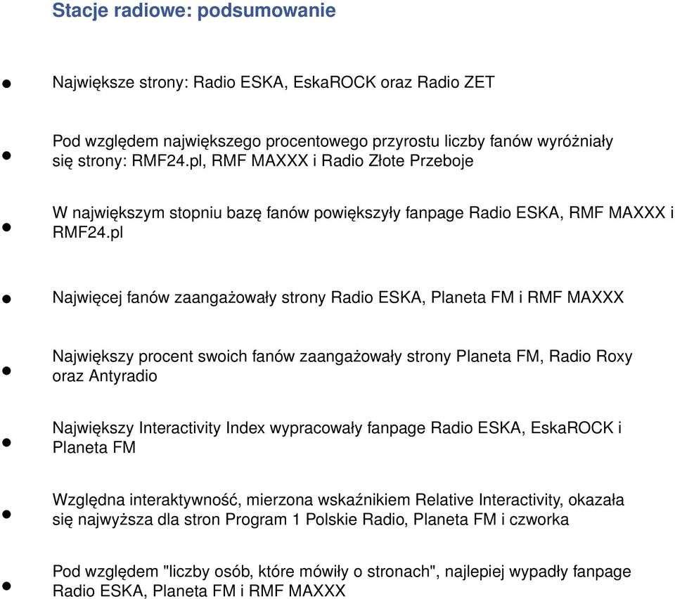 pl Najwięcej fanów zaangażowały strony Radio ESKA, Planeta FM i RMF MAXXX Największy procent swoich fanów zaangażowały strony Planeta FM, Radio Roxy oraz Antyradio Największy Interactivity Index
