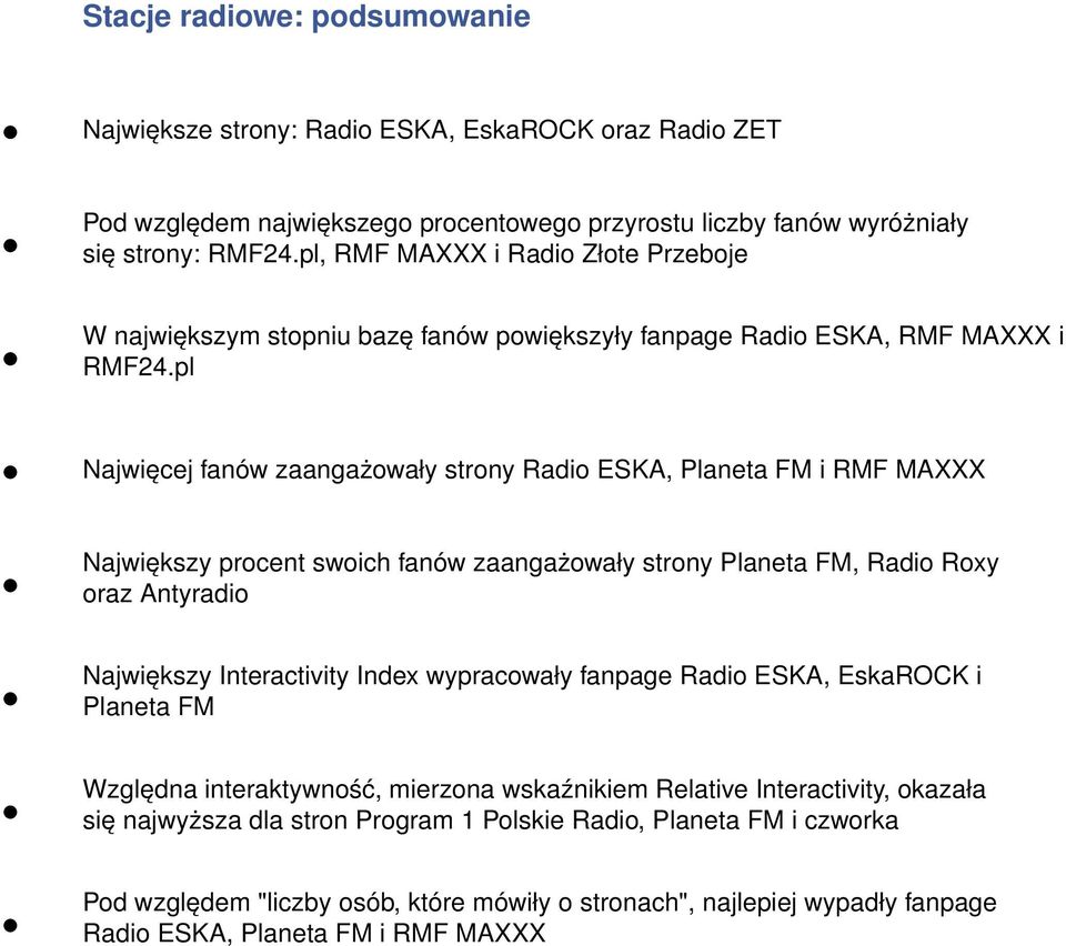 pl Najwięcej fanów zaangażowały strony Radio ESKA, Planeta FM i RMF MAXXX Największy procent swoich fanów zaangażowały strony Planeta FM, Radio Roxy oraz Antyradio Największy Interactivity Index