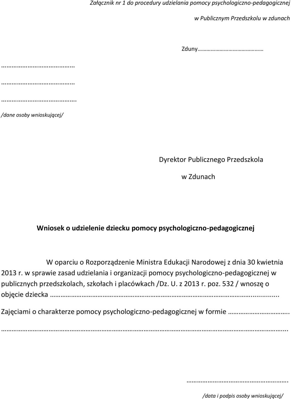 Rozporządzenie Ministra Edukacji Narodowej z dnia 30 kwietnia 2013 r.