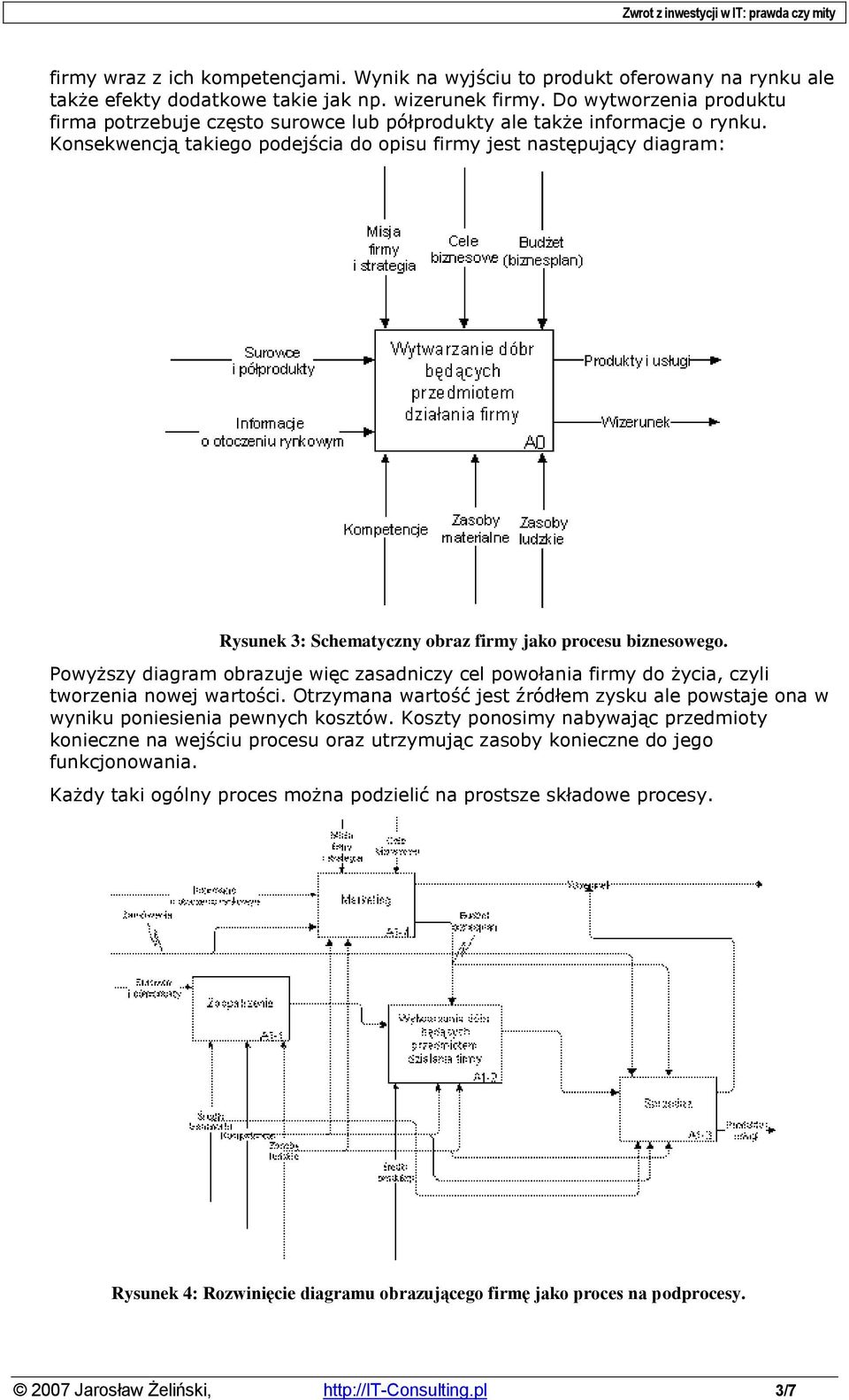 Konsekwencją takiego podejścia do opisu firmy jest następujący diagram: Rysunek 3: Schematyczny obraz firmy jako procesu biznesowego.