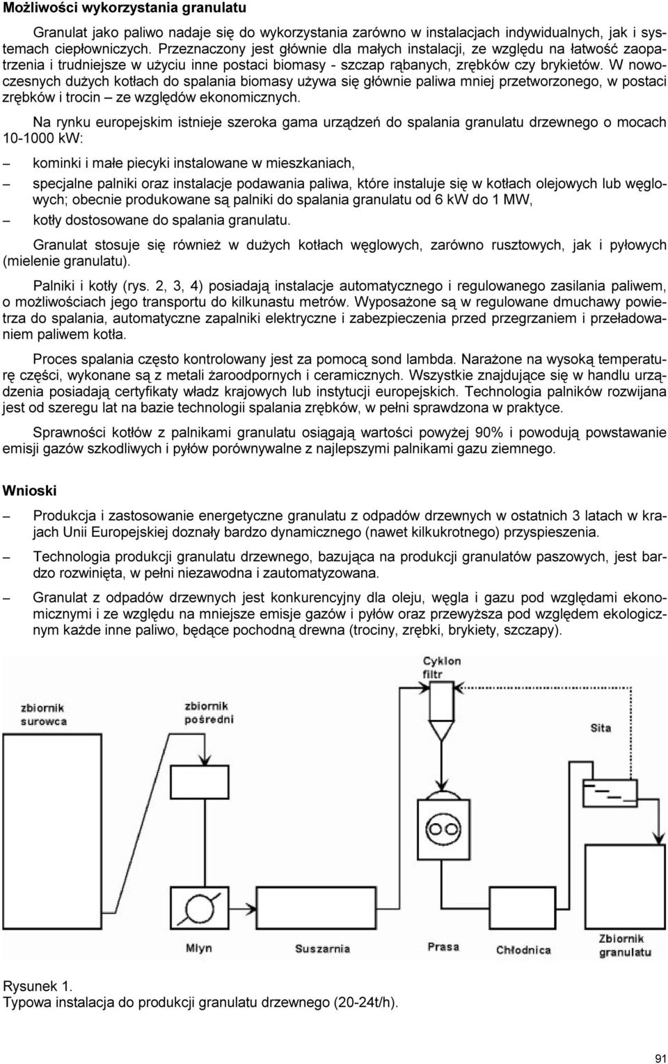 W nowoczesnych dużych kotłach do spalania biomasy używa się głównie paliwa mniej przetworzonego, w postaci zrębków i trocin ze względów ekonomicznych.
