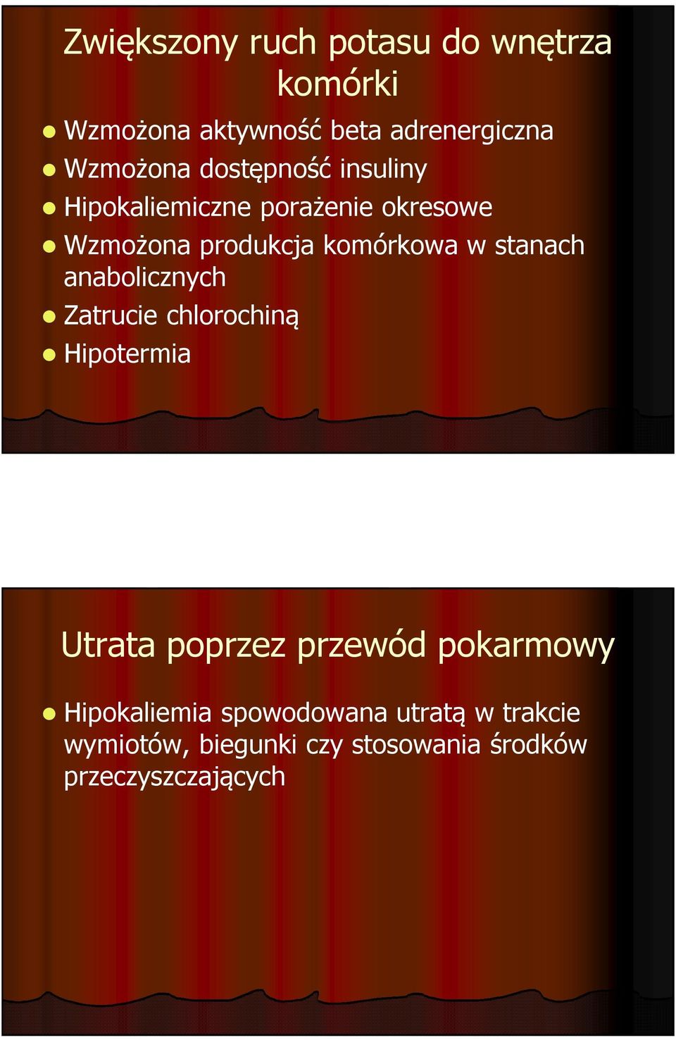 stanach anabolicznych Zatrucie chlorochiną Hipotermia Utrata poprzez przewód pokarmowy