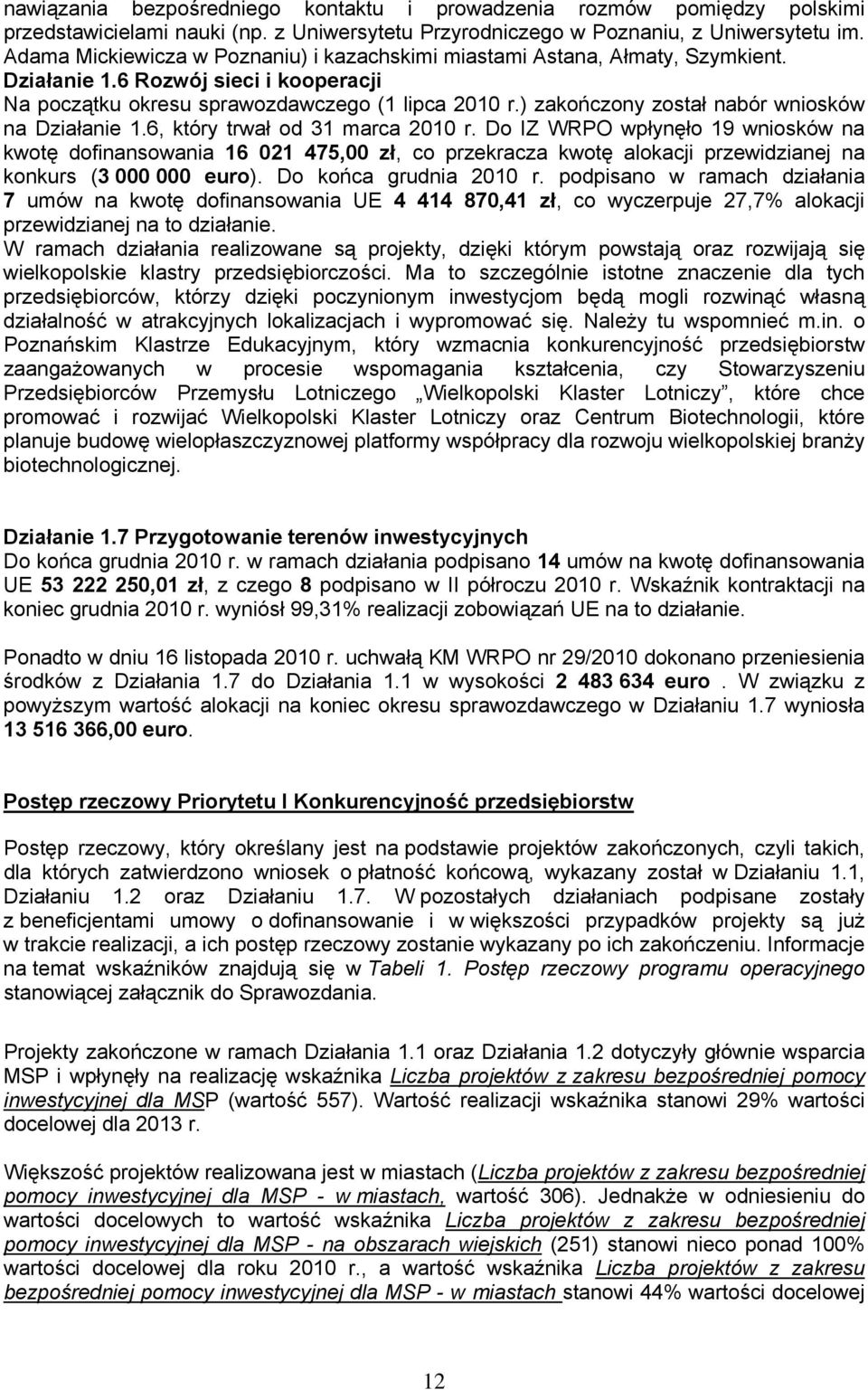 ) zakończony został nabór wniosków na Działanie 1.6, który trwał od 31 marca 21 r.