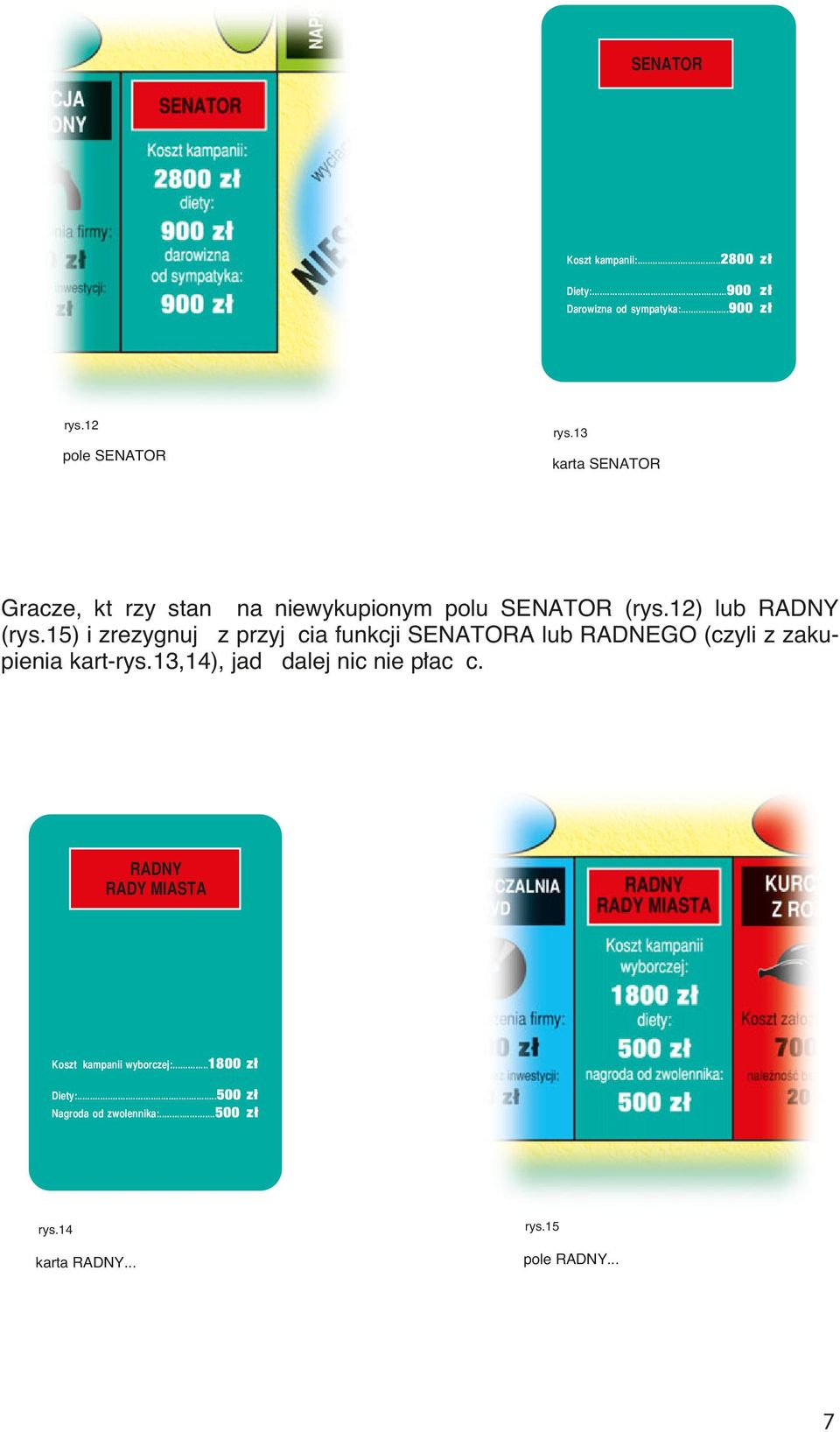 15) i zrezygnujˆ z przyj«cia funkcji SENATORA lub RADNEGO (czyli z zakupienia kart-rys.