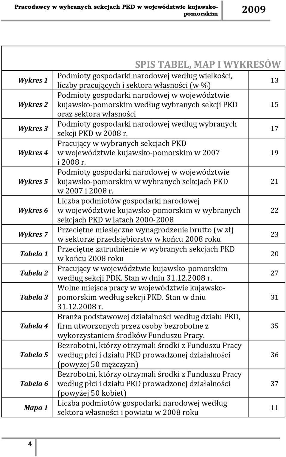 wybranych sekcji PKD w 2008 r. Pracujący w wybranych sekcjach PKD w województwie kujawsko-pomorskim w 2007 i 2008 r.